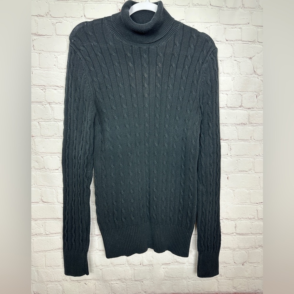 Gap Maternity Women's Turtleneck Cable‎ Knit Long Sleeve Sweater black sz L